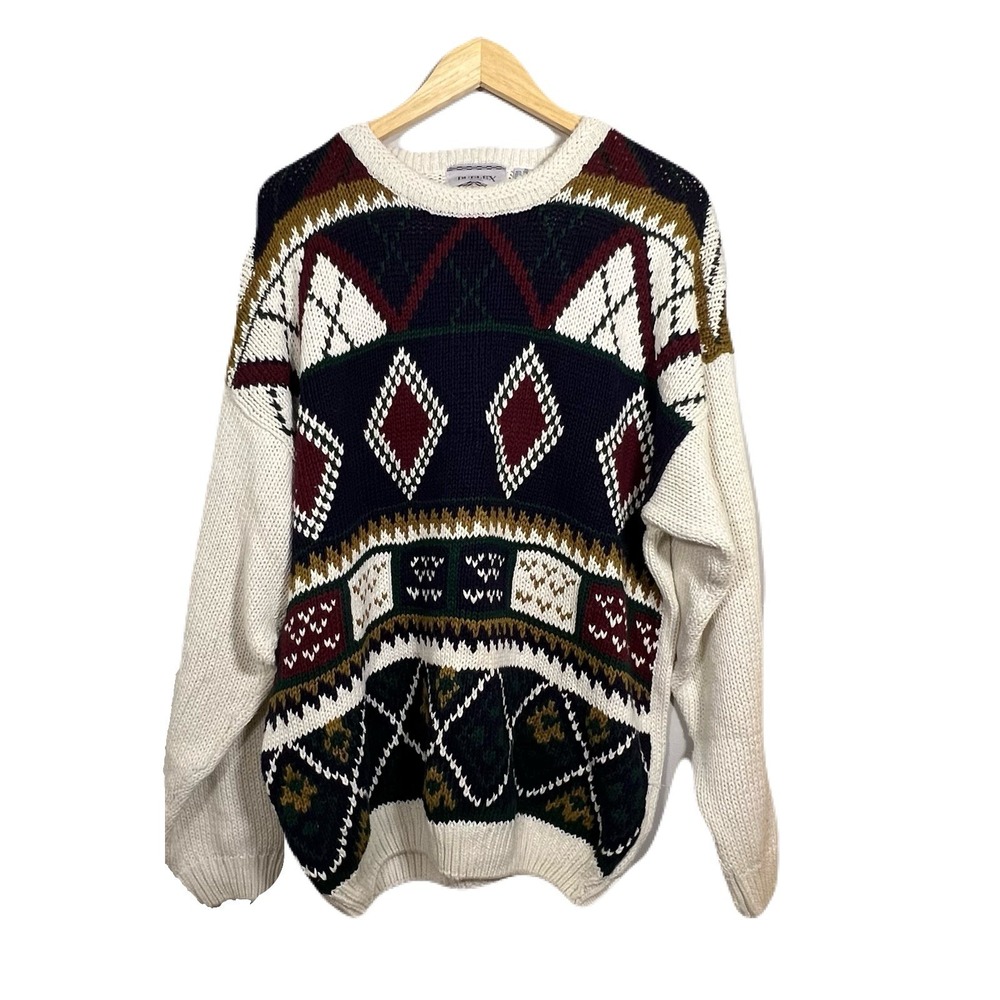 VTG Duplex Designs Sweater Men XL Extra Large Crew Neck Pullover Grandpa 90s GUC